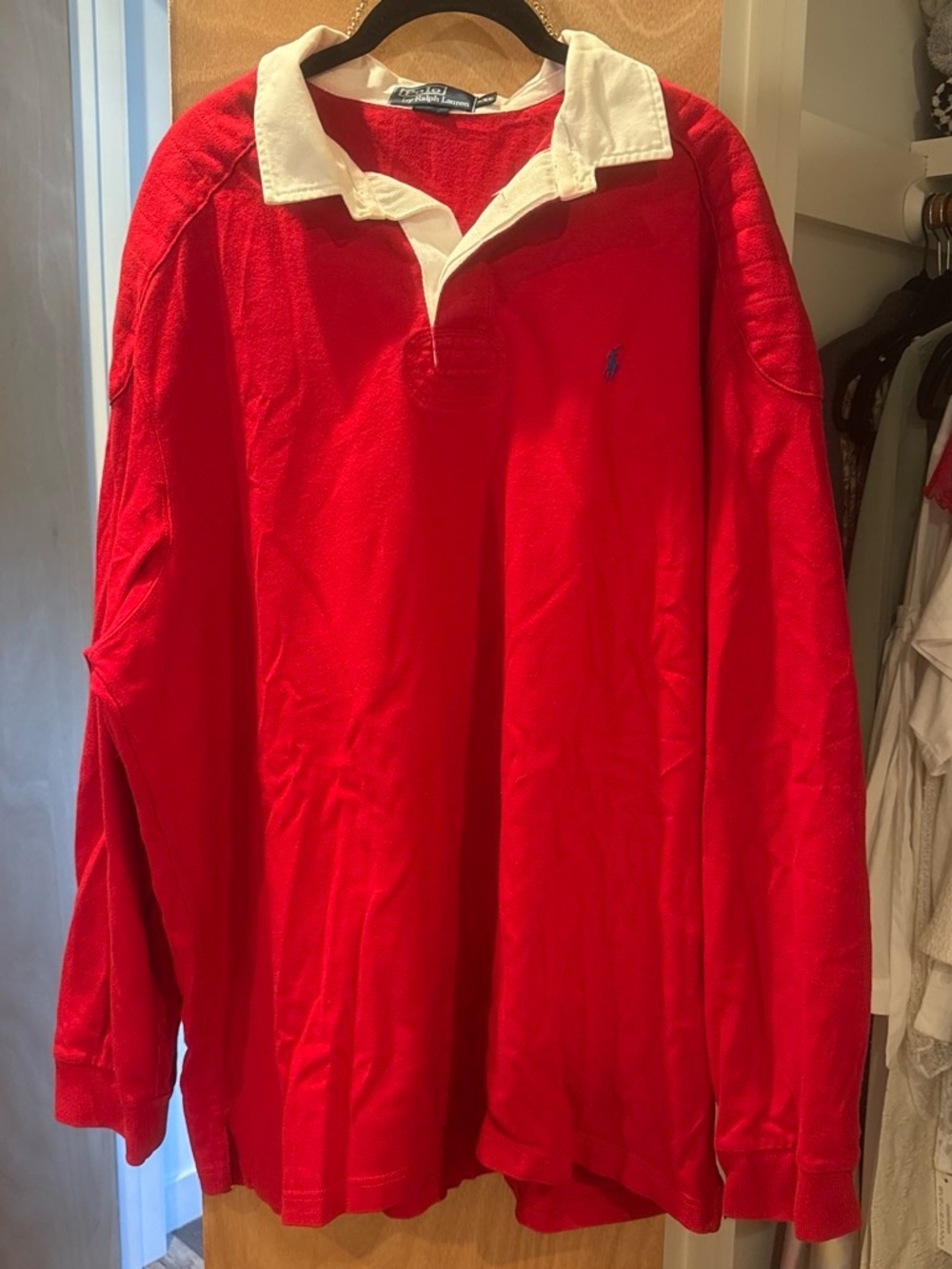 Ralph Lauren Red Rugby Shirt with White Collar
